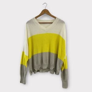 Le Lis Distressed Oversized Long Sleeve Sweater Medium Color Block Soft Cozy